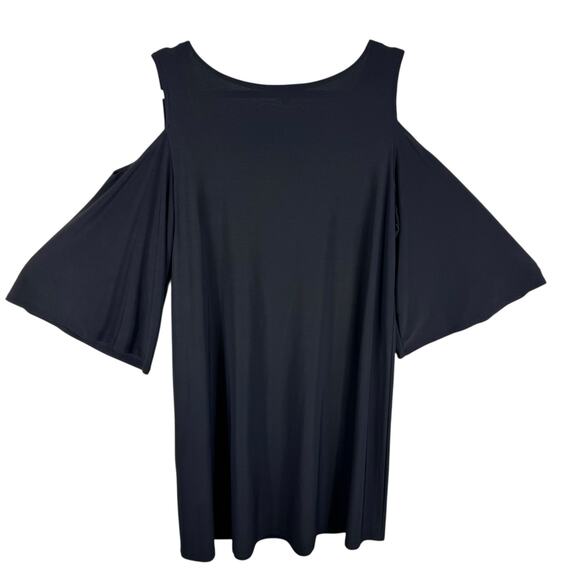 Annalee & Hope NWT Black Cold Shoulder Lightweight Knee Length Dress Size L - Picture 2 of 8